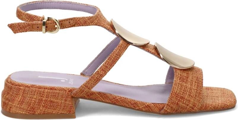 Jeannot Oranje Sandalen Elegant Gouden Accent Orange Dames