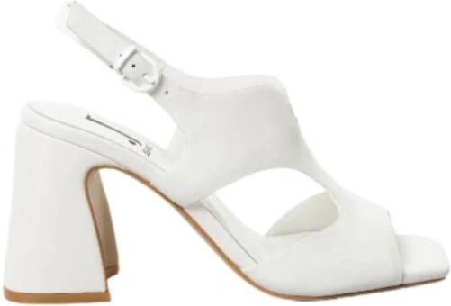 Jeannot Witte Leren Hoge Hak Sandalen