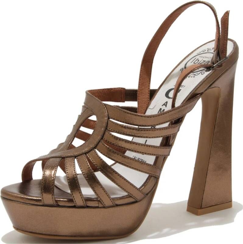 Jeffrey Campbell Bronze Leren Sandalen met Hoge Hak