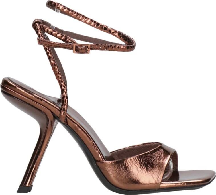 Jeffrey Campbell Bruine leren sandalen met asymmetrische hak