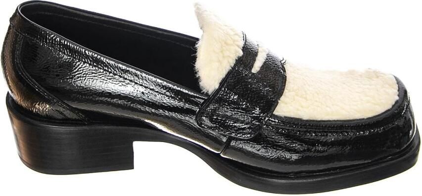 Jeffrey Campbell Leren lakloafers met shearling