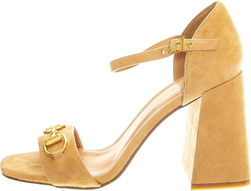 Jeffrey Campbell Sandaal 'Pop-Star-B Natural Gold Suede' beige