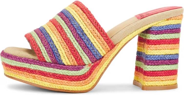 Jeffrey Campbell Kleurrijke Jute Cabana Sandalen Multicolor Dames