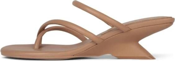 Jeffrey Campbell Strappy Sculpted Wedge Sandal in Nude Brown Dames
