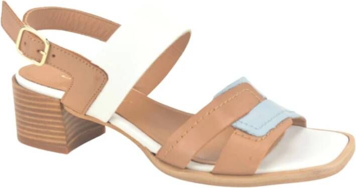 Jhay L.Blauw-Camel-Wit O. DH. 3cm Multicolor Dames