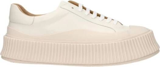 Jil Sander Beige Leren Veterschoenen met Verouderd Effect