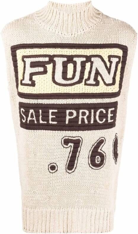 Jil Sander Beige Slogan Print Vest Pullover