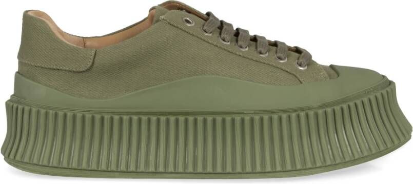 Jil Sander Canvas platform sneakers met contrasterende kleurvoering