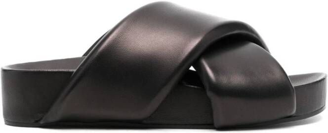 Jil Sander Chunky Crossover Strap Platte Schoenen Zwart