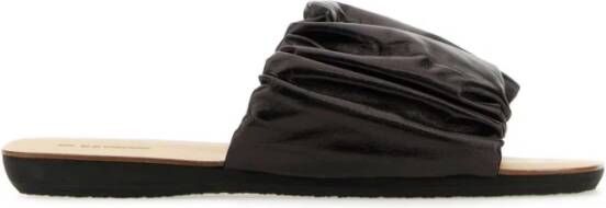 Jil Sander Elegante donkerbruine leren slippers Bruin Dames