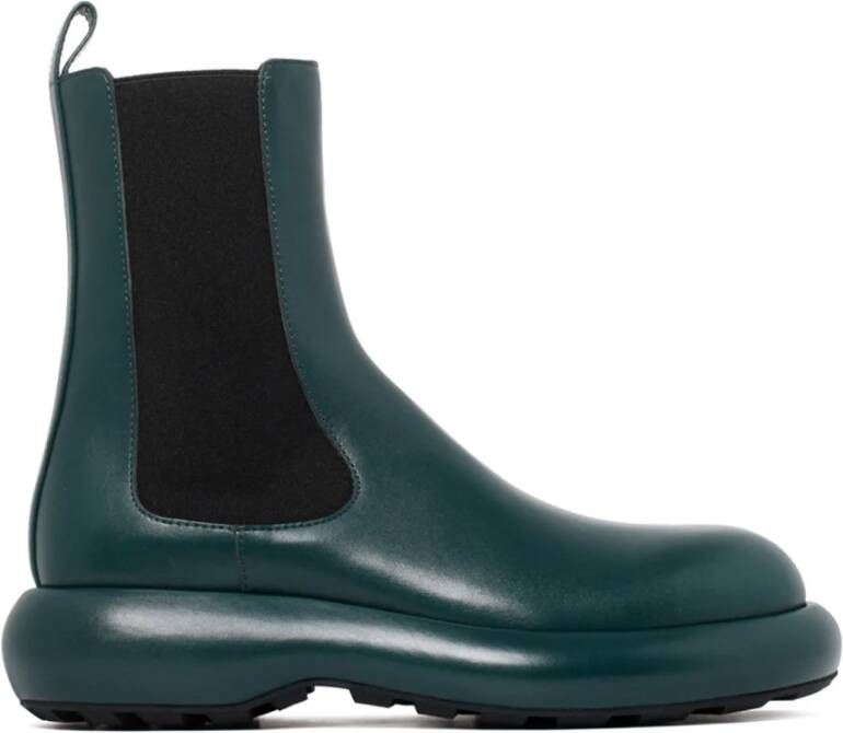 Jil Sander Forest Green Calf Leather Enkellaarzen Green Dames