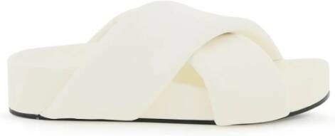 Jil Sander Geweven Criss Cross Leren Slides White Dames