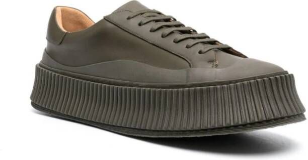 Jil Sander Groene Leren Plateau Sneakers Groen Heren