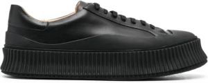 Jil Sander Groene leren sneakers met geribbelde details Groen Heren