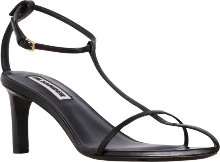 Jil Sander Hoge Hak Leren Sandalen Black Dames
