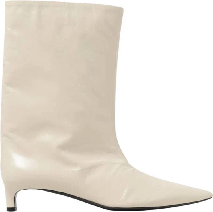 Jil Sander Ivory Kitten Heel Enkellaarsjes