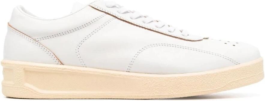 Jil Sander Witte Leren Vetersneakers