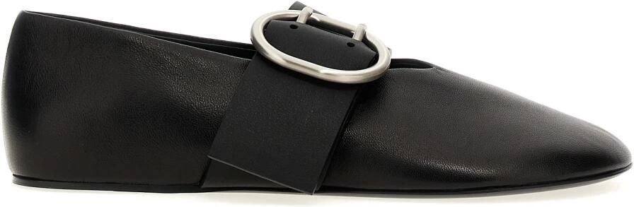 Jil Sander Zwarte Leren Ballerina's Schoenen Black Dames