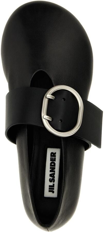 Jil Sander Zwarte Leren Ballerina's Schoenen Black Dames