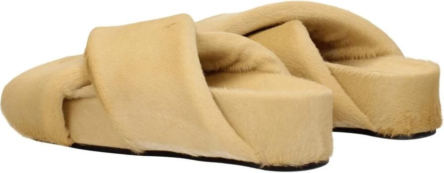 Jil Sander Beige Slippers Sandalen van Paardenhaar