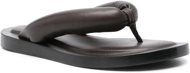 Jil Sander Bruine leren teenslippers