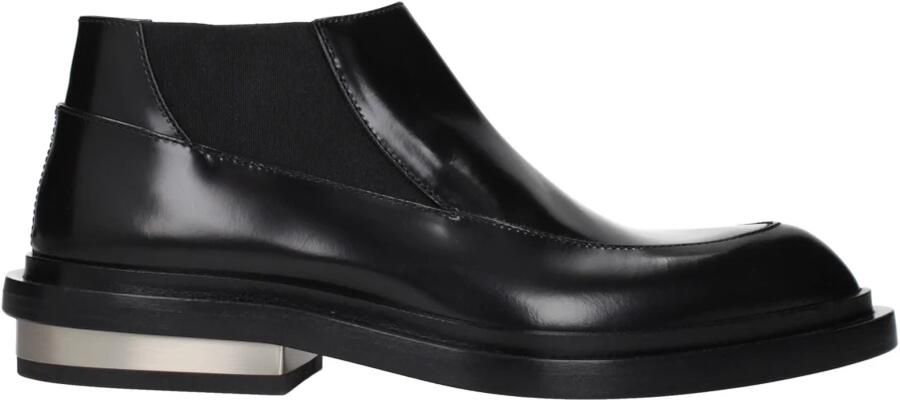 Jil Sander Zwarte leren enkellaars Black Dames