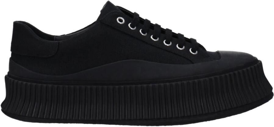 Jil Sander Zwarte katoenen sneaker met kurken platform Black Heren