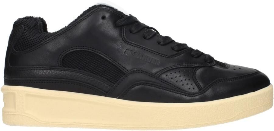 Jil Sander Koeienleer en Stoffen Mesh Lage Sneakers Black Heren
