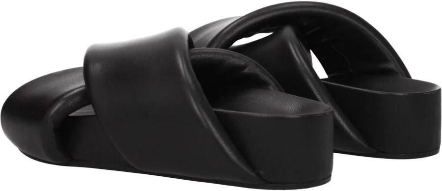 Jil Sander Chunky Crossover Strap Platte Schoenen Zwart