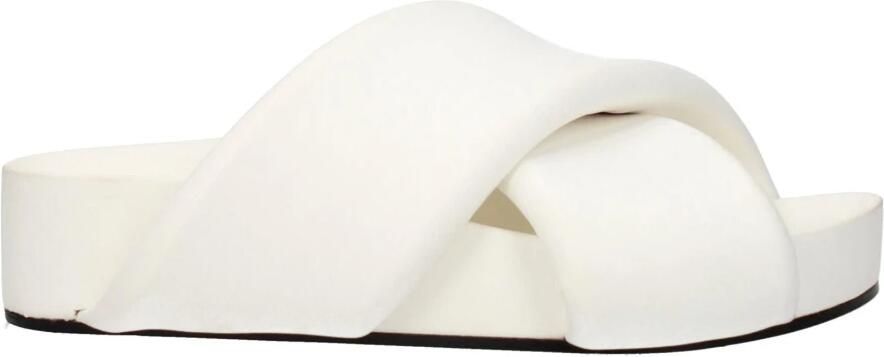Jil Sander Geweven Criss Cross Leren Slides White Dames