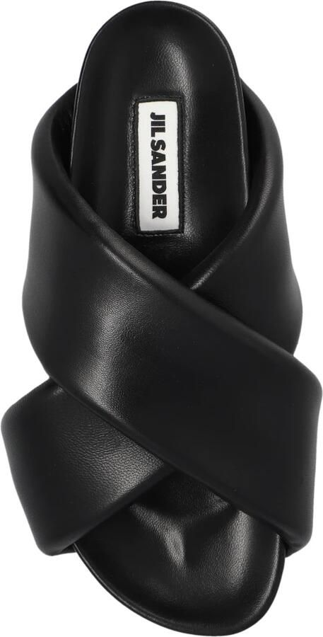 Jil Sander Zwarte leren kruisband sandalen