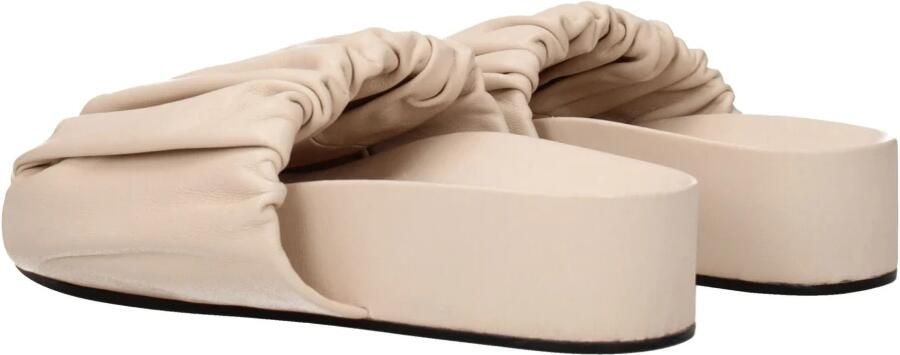 Jil Sander Leren Slippers met Open Teen en Middenhoge Hak