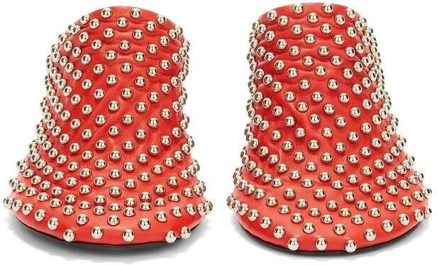 Jil Sander Rode Leren Muiltjes met Noppen