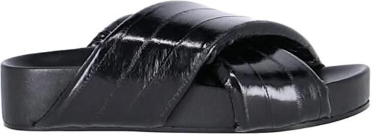 Jil Sander Sandalen Crisscross Black Leather Sandals in zwart