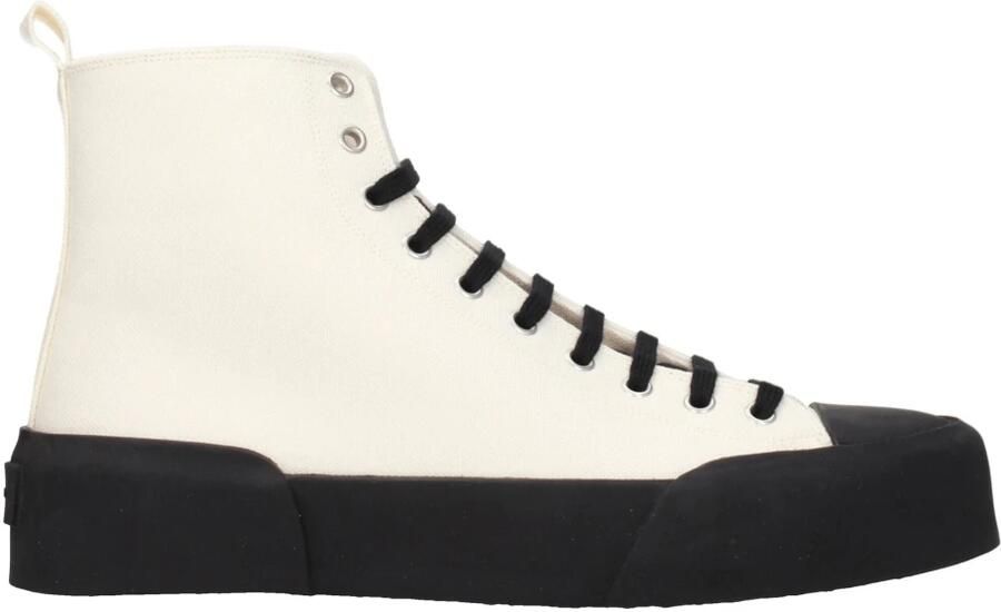 Jil Sander Sneakers van stof met achterlogo en vetersluiting