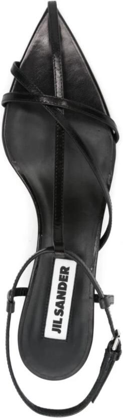 Jil Sander Zwarte Cage Sandaal met Kittenhak