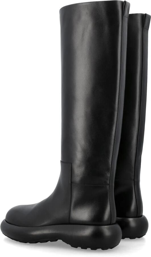 Jil Sander Boots Long Black Boots With Smooth Leather Finish in zwart