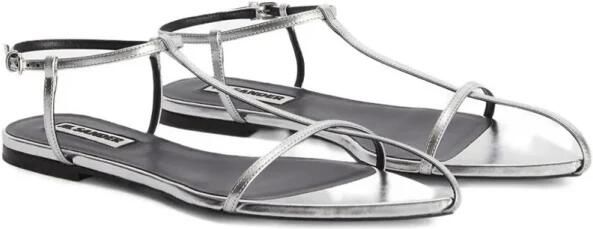 Jil Sander Zwarte Leren Geweven Band Sandalen