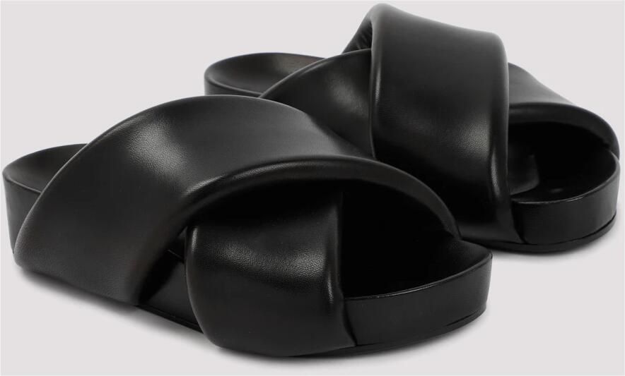 Jil Sander Chunky Crossover Strap Platte Schoenen Zwart