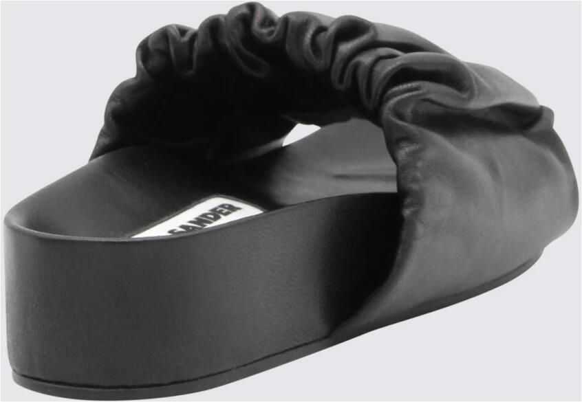 Jil Sander Sandalen Black Sandals With Gathered Upper And Open Design in zwart