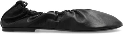 Jil Sander Zwarte Leren Ballerina's Black Dames