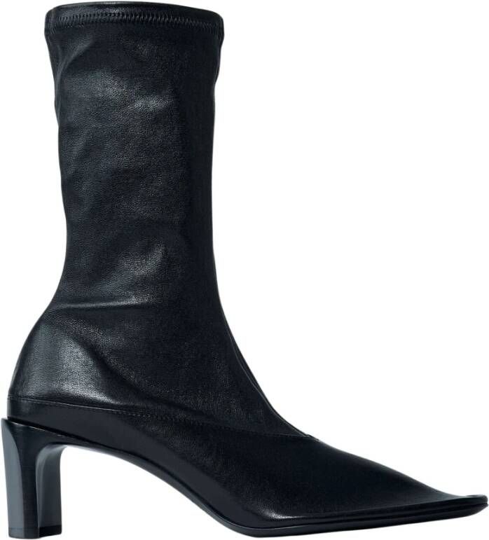 Jil Sander Leren Laarzen met Blokhak en Vierkante Neus