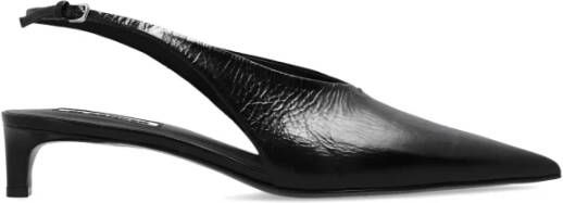 Jil Sander Zwarte Leren Pumps met Puntige Neus Black Dames