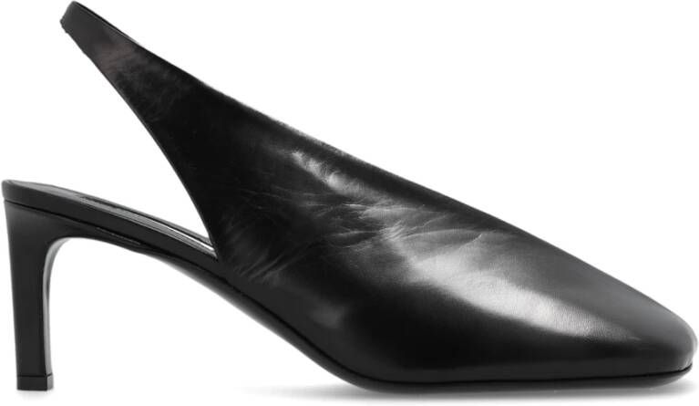 Jil Sander Zwarte vierkante leren pumps Black Dames