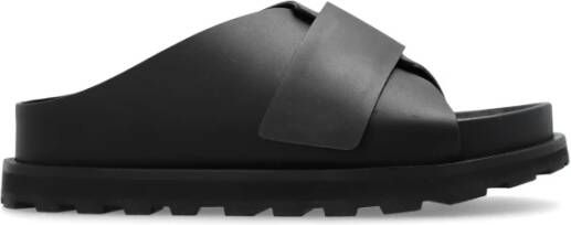 Jil Sander Leren slides Black Dames