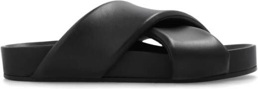 Jil Sander Leren slides Black Heren