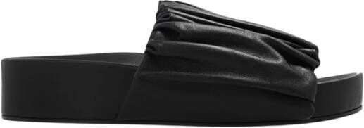 Jil Sander Sandalen Black Sandals With Gathered Upper And Open Design in zwart