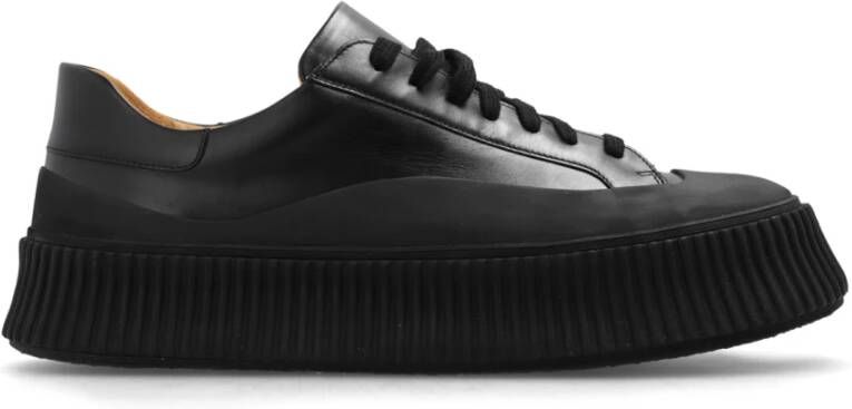 Jil Sander Zwarte Leren Lage Sneakers voor Black