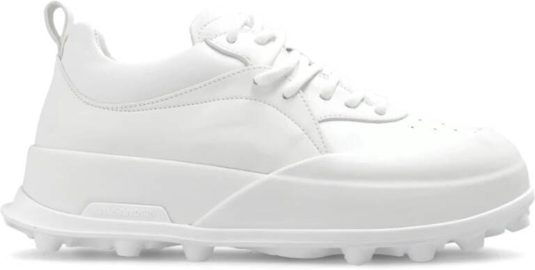 Jil Sander Leren sneakers met logo White Dames