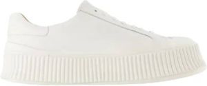 Jil Sander Leren sneakers met ronde neus Wit Dames
